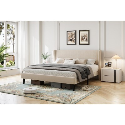 Upholstered Bed Frame with Wingback Headboard - Luxurious Velvet Upholstery, Platform Bed, Wooden Slat Support, Easy Assembly, Box Spring Optional | Target