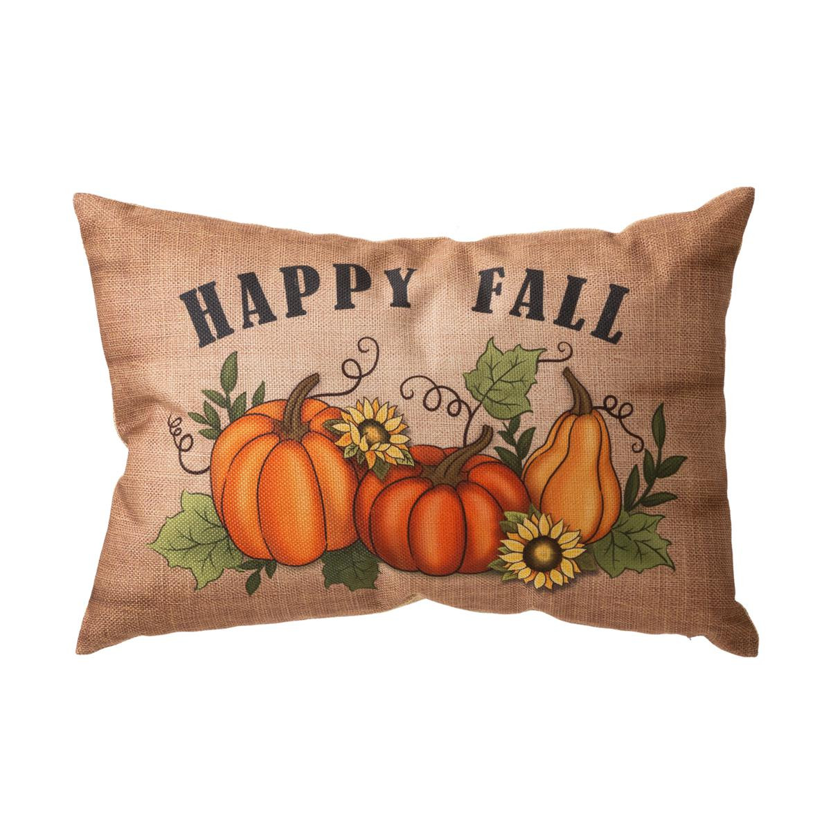 Glitzhome 18in. L Faux Burlap Fall Pumpkin Pillow | HSN