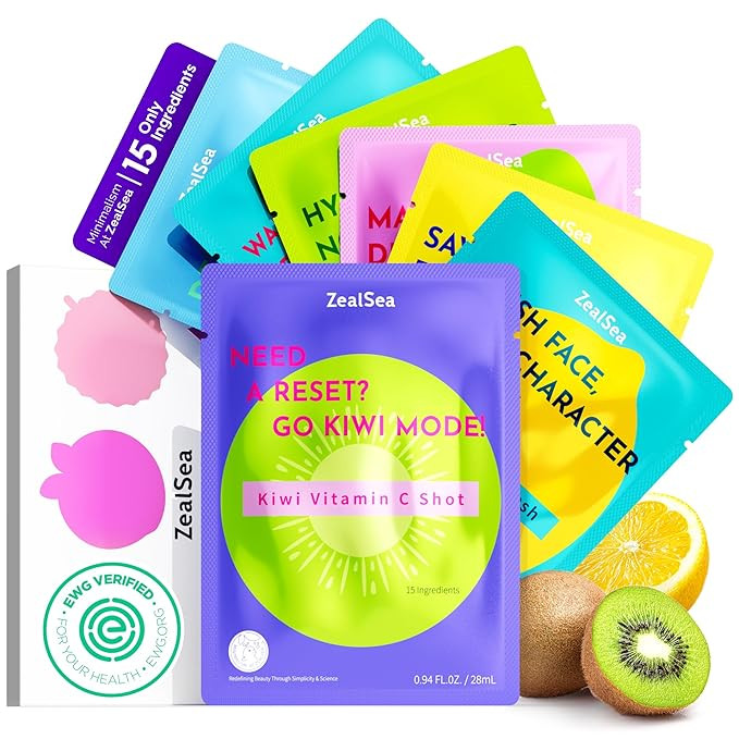 ZealSea Clean Beauty Face Masks Skincare, Minimalism 15 Ingredients Sheet Mask, Deep Hydration Fa... | Amazon (US)