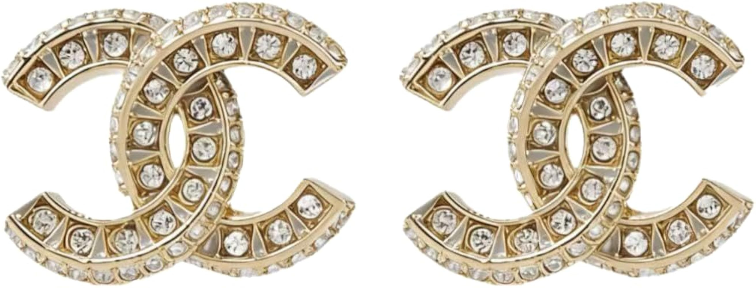 Crystal Embellished Stud Earrings, Gold Tone, Fashion Style | Amazon (US)