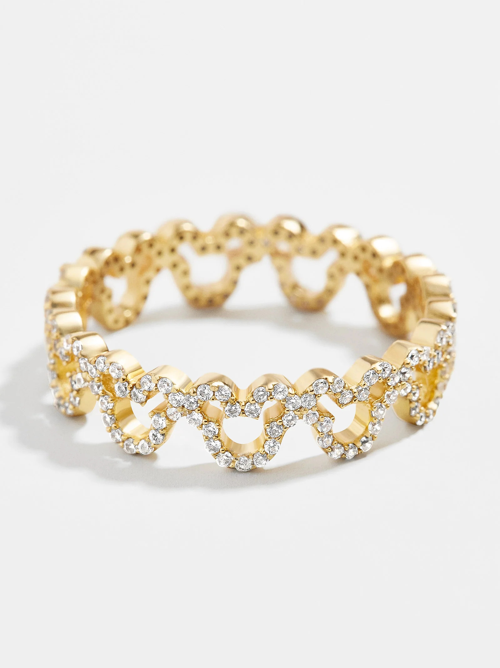 Mickey Mouse Outline 18K Gold Plated Sterling Silver Ring - Pavé | BaubleBar (US)