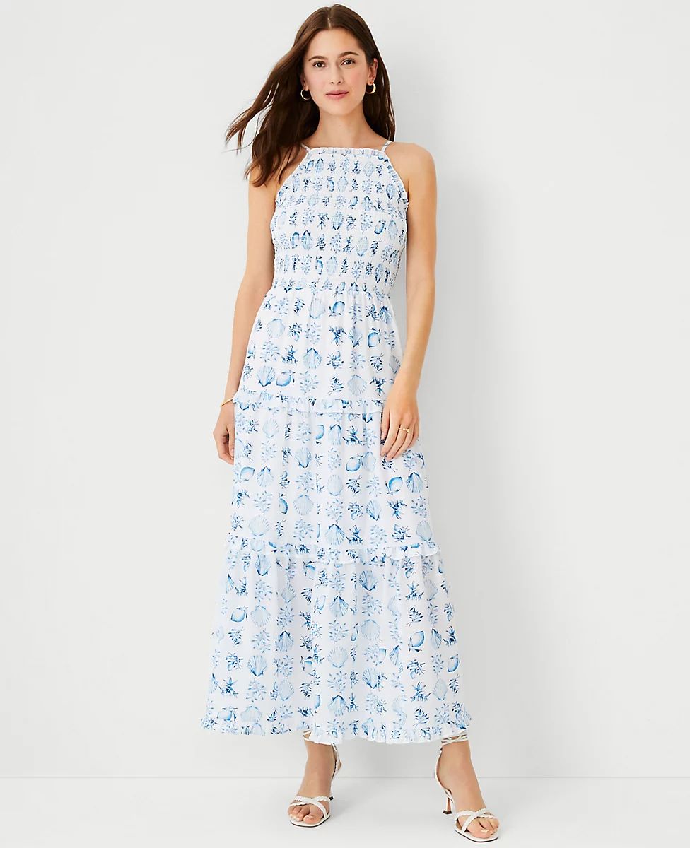 Shell Tile Tiered Maxi Dress | Ann Taylor (US)