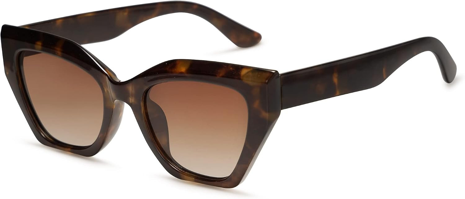 SOJOS Trendy Irregular Cat Eye Polarized Sunglasses for Women SJ2235,Medium | Amazon (US)