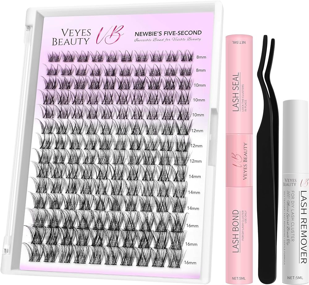 VEYESBEAUTY LuxeBold Cluster Lashes Kit Individual Lash Extensions Newbie's Five-Second DIY Drama... | Amazon (US)