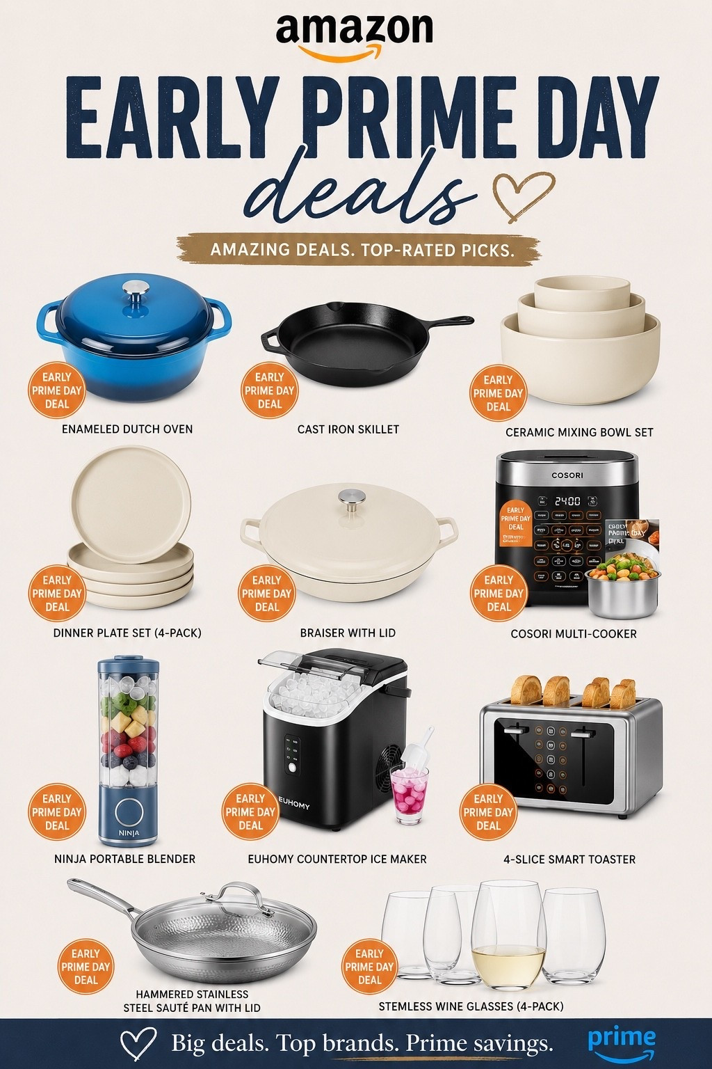 ✨ Amazon Early Prime Day Deals are already rolling in and these are some of the BEST finds I’ve spotted so far! 🙌

From kitchen must-haves and cookware to small appliances that make everyday life easier, these deals are worth grabbing before Prime Day officially starts.

🛒 Featured favorites:
• Dutch Oven
• Cast Iron Skillet
• Ceramic Bowl Set
• Cosori Multi-Cooker
• Ninja Portable Blender
• Countertop Ice Maker
• Smart Toaster
• Stainless Steel Sauté Pan
• Stemless Wine Glasses

If you’ve been waiting to upgrade your kitchen, now is the time to start shopping and saving! 🔥

Everything is linked in my LTK and Amazon storefront. 🤍 @amazon