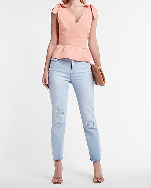 Bow Strap Peplum Tank | Express