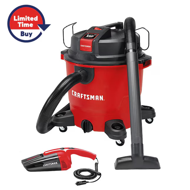 CRAFTSMAN Bonus 12V Car Vacuum 16-Gallons 6.5-HP Corded Wet/Dry Shop Vacuum with Accessories Incl... | Lowe's
