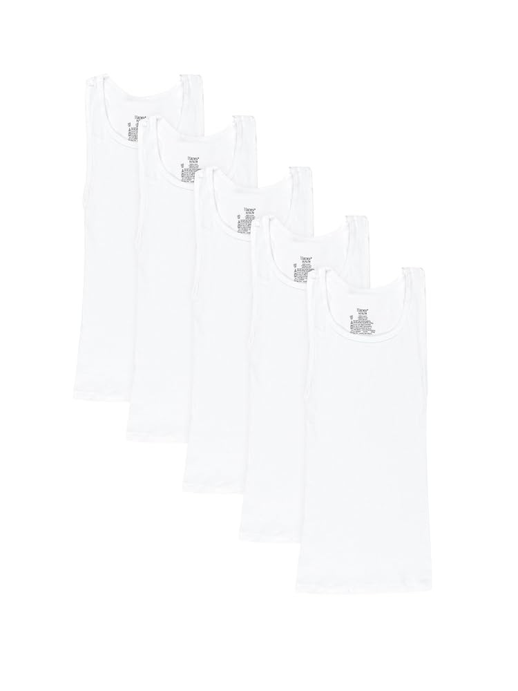 Hanes Boys' Ecosmart Cotton Tank Undershirt 5-Pack | Amazon (US)