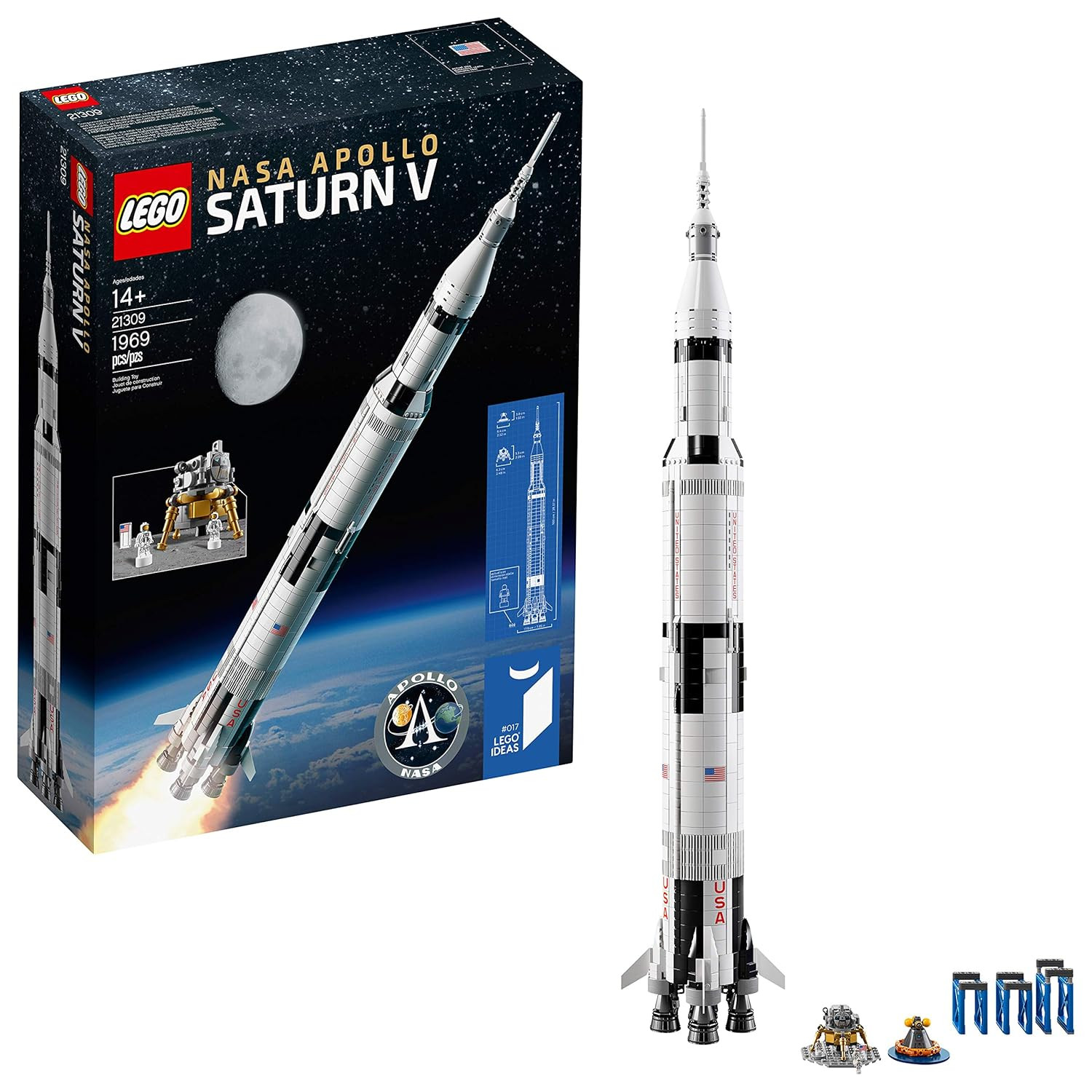 LEGO Ideas NASA Apollo Saturn V 21309 Outer Space Model Rocket for Kids and Adults, Science Build... | Amazon (US)