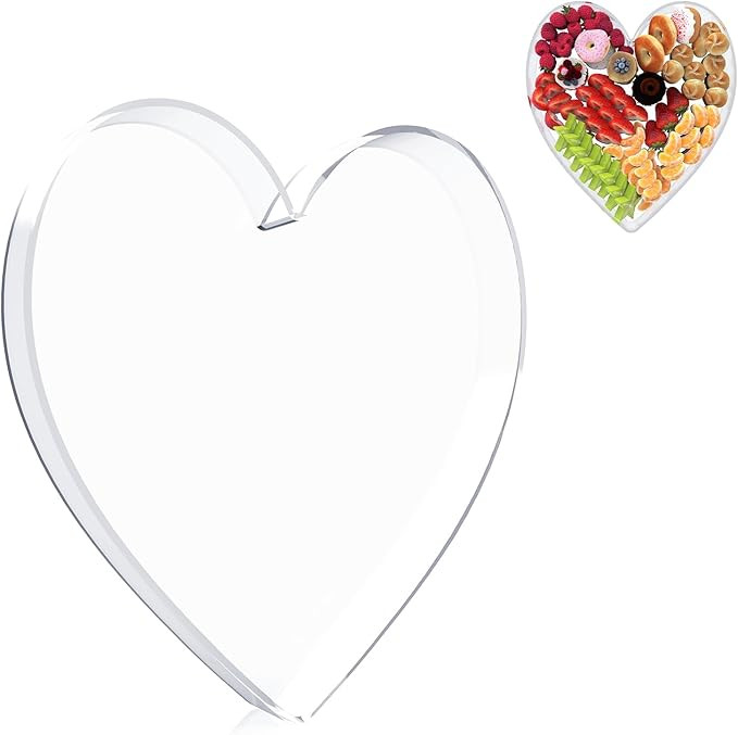 13.8" Acrylic Heart Shaped Charcuterie Board, Heart Plates for Dessert Appetizer Display, Love Se... | Amazon (US)