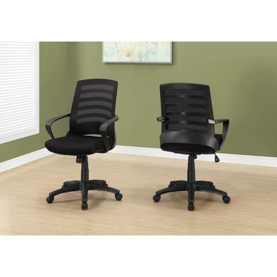 Black Contemporary Modern Office Chair, Adjustable Height, Swivel, Ergonomic, Armrests, Computer Desk, Work | Target