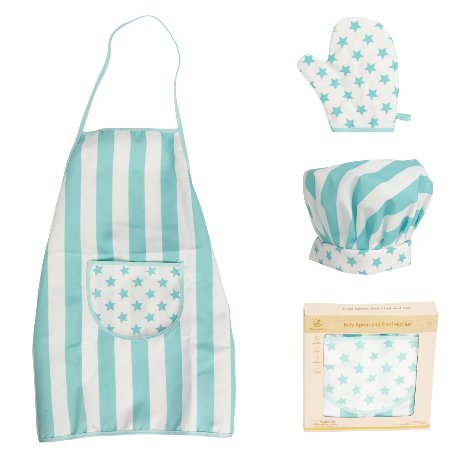 Kid Apron and Chef Hat Set, 3 Pcs Children Cooking Baking Set Kits Role Play Chef Toy Kid Cooking... | Amazon (US)