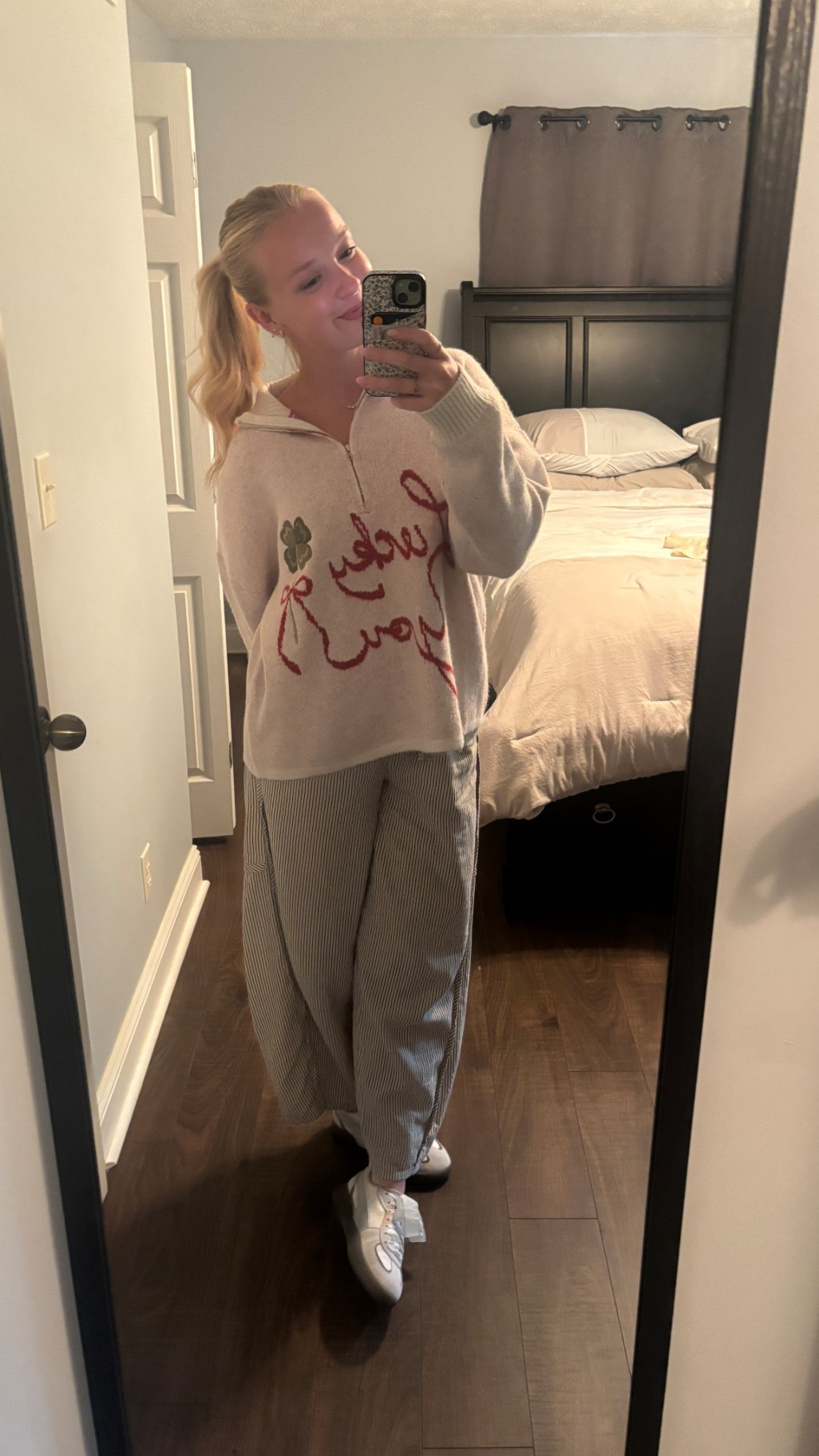 maybe my fav nuuly items yet 🍀 sized up in barrel pants bc wanted them to fit COMFY and TTS “lucky you” pullover that I’m obsessed with. cannot find on LTK but brand is “another girl” and it’s called “lucky you half zip sweater.” may have to keep these two!!!

#LTKSeasonal