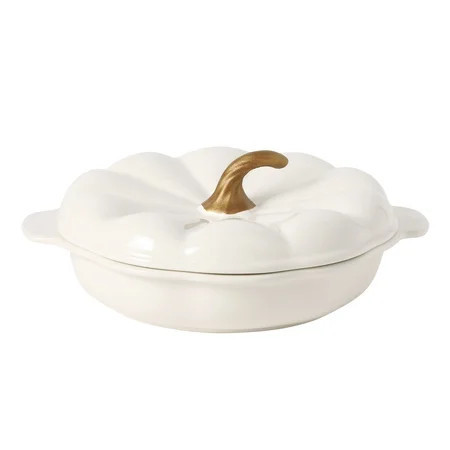 The Pioneer Woman Pumpkin Stoneware 10" Pie Dish with Lid, Linen | Walmart (US)
