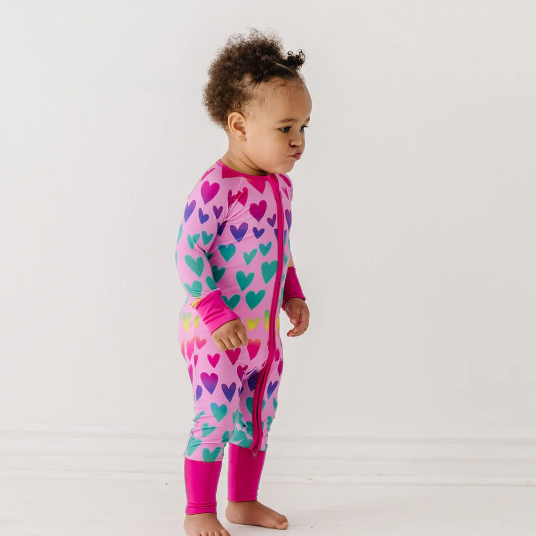 Ombré Hearts Bamboo Viscose Zippy | Little Sleepies