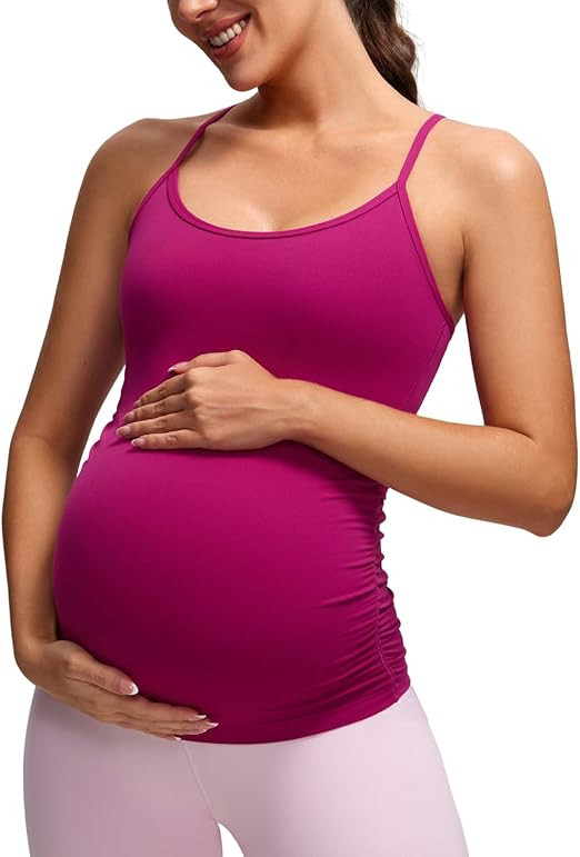 CRZ YOGA Butterluxe Y Back Maternity Tank Top for Women Ruched Pregnancy Basic Tops Sleeveless At... | Amazon (US)