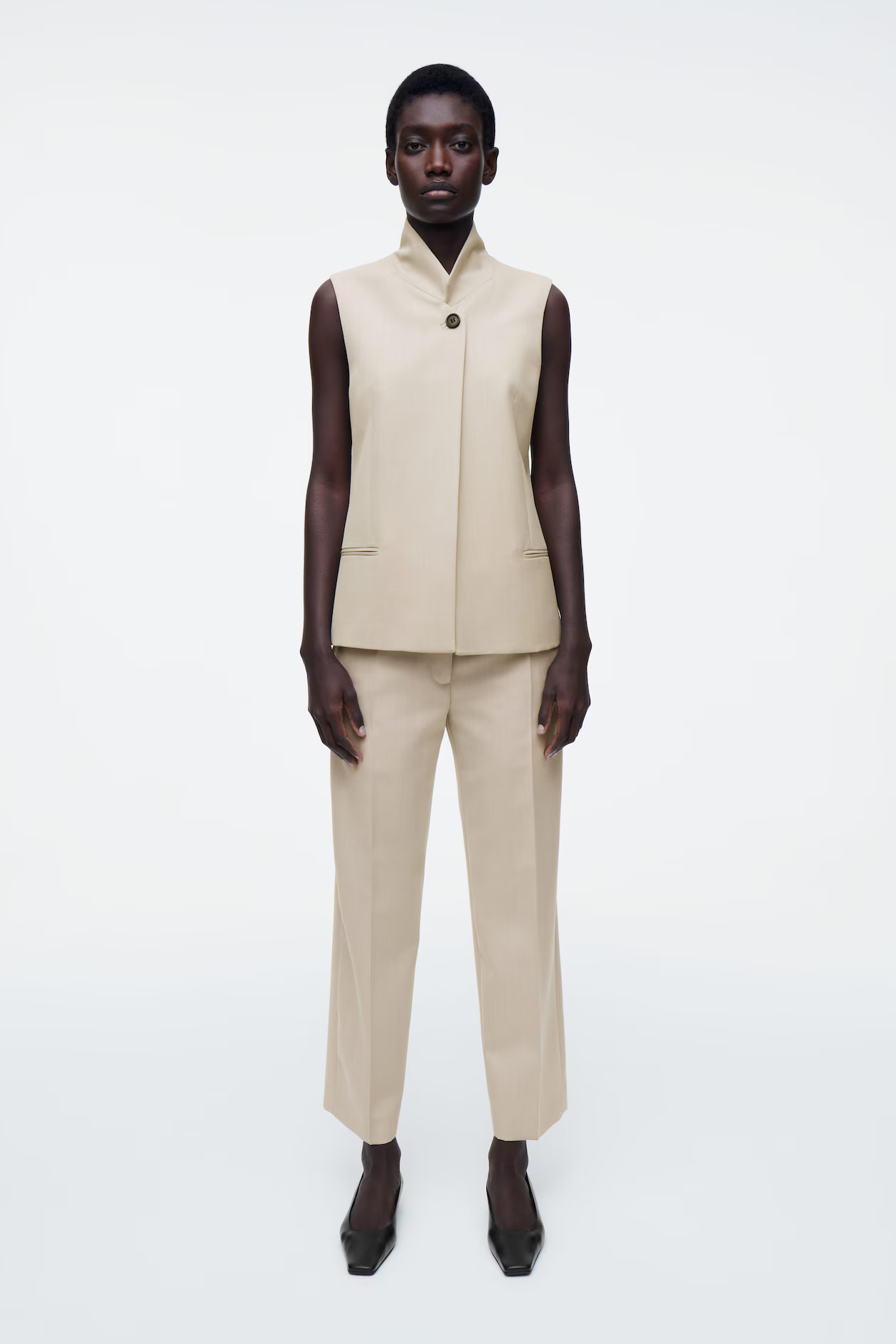 WOOL SLIM-LEG PANTS - BEIGE | COS US | COS (US)