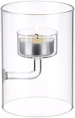 OwnMy Clear Glass Cylinder Candle Holder with 1 Floating Tealight Candle Slot, Glass Votive Candl... | Amazon (US)