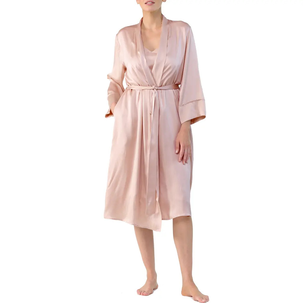Papinelle Silk Robe in Papinelle Pink at Nordstrom, Size Small | Nordstrom