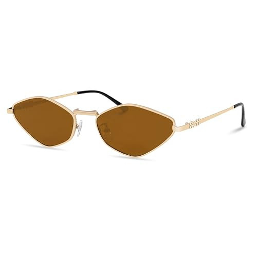 Rmerom Retro Irregular Metal Sunglasses for Women Men, 2025 Trendy Vintage 90s Chic Small Narrow Gold Frame Sun Glasses | Amazon (US)