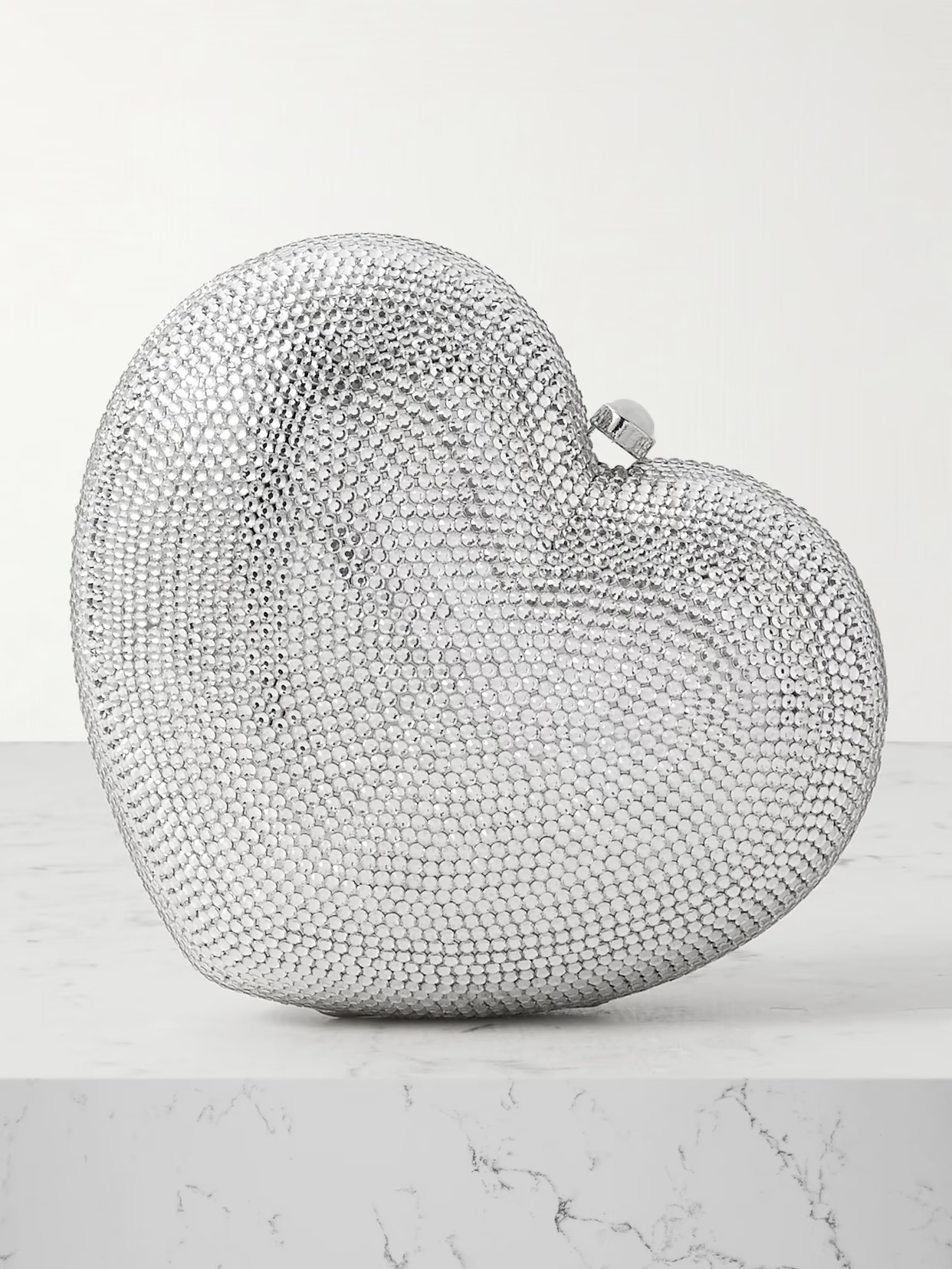 Judith Leiber Couture - L'amour Petit Coeur Crystal-embellished Silver-tone Clutch - One size | NET-A-PORTER (US)