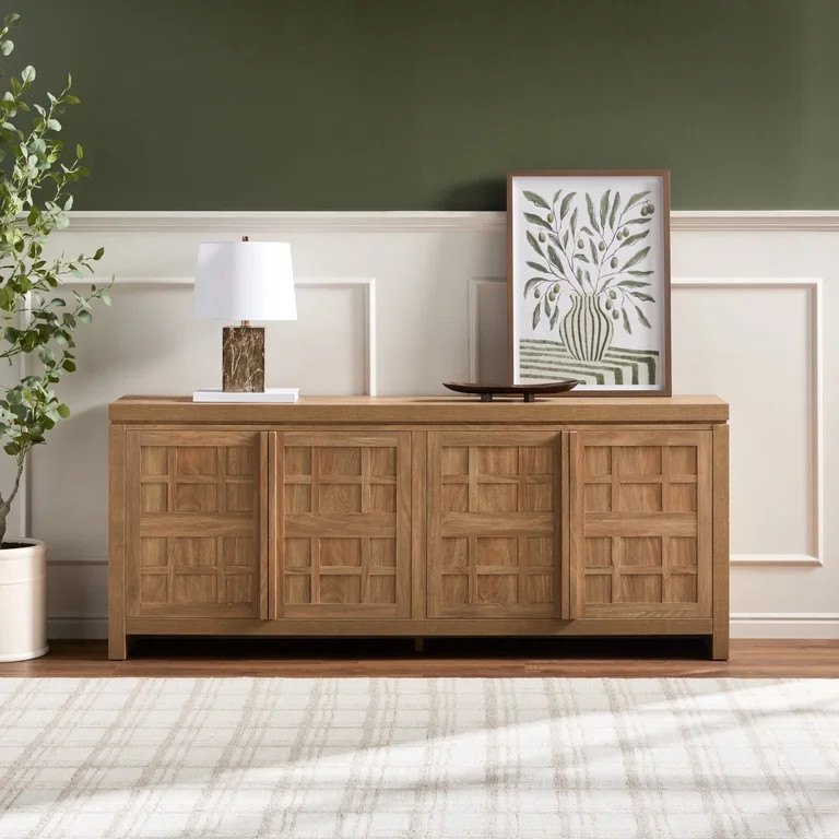 Walker Edison Modern Sideboard with Adjustable Cabinets, Heritage Oak | Walmart (US)