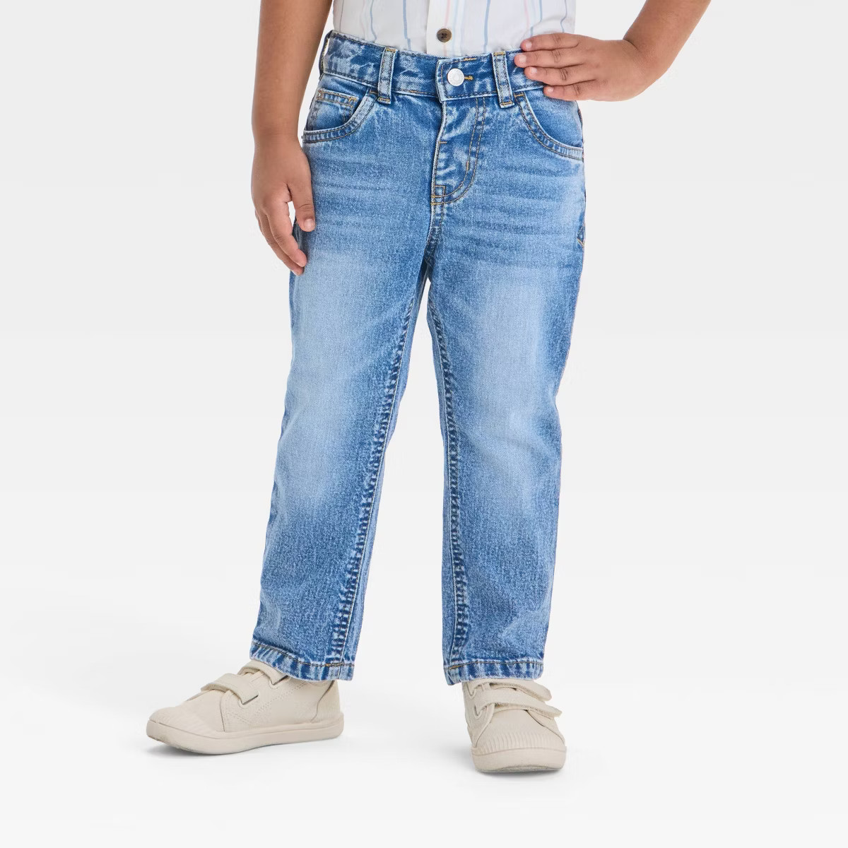 Toddler Boys' Button-Front Straight Leg Denim Pants - Cat & Jack™Medium Wash | Target