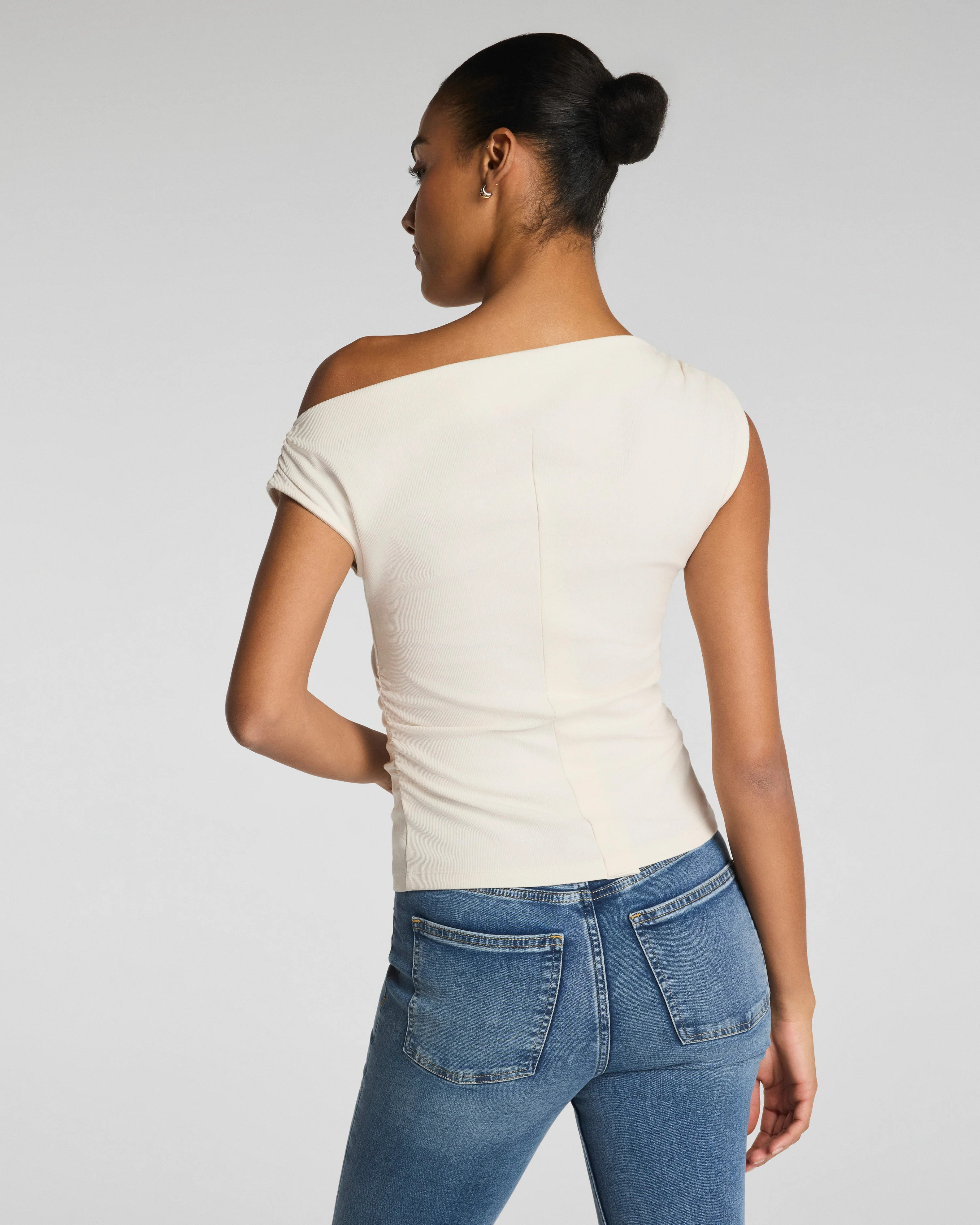 SPANX® Ribbed Knit Ruched Off-The-Shoulder Top | Spanx