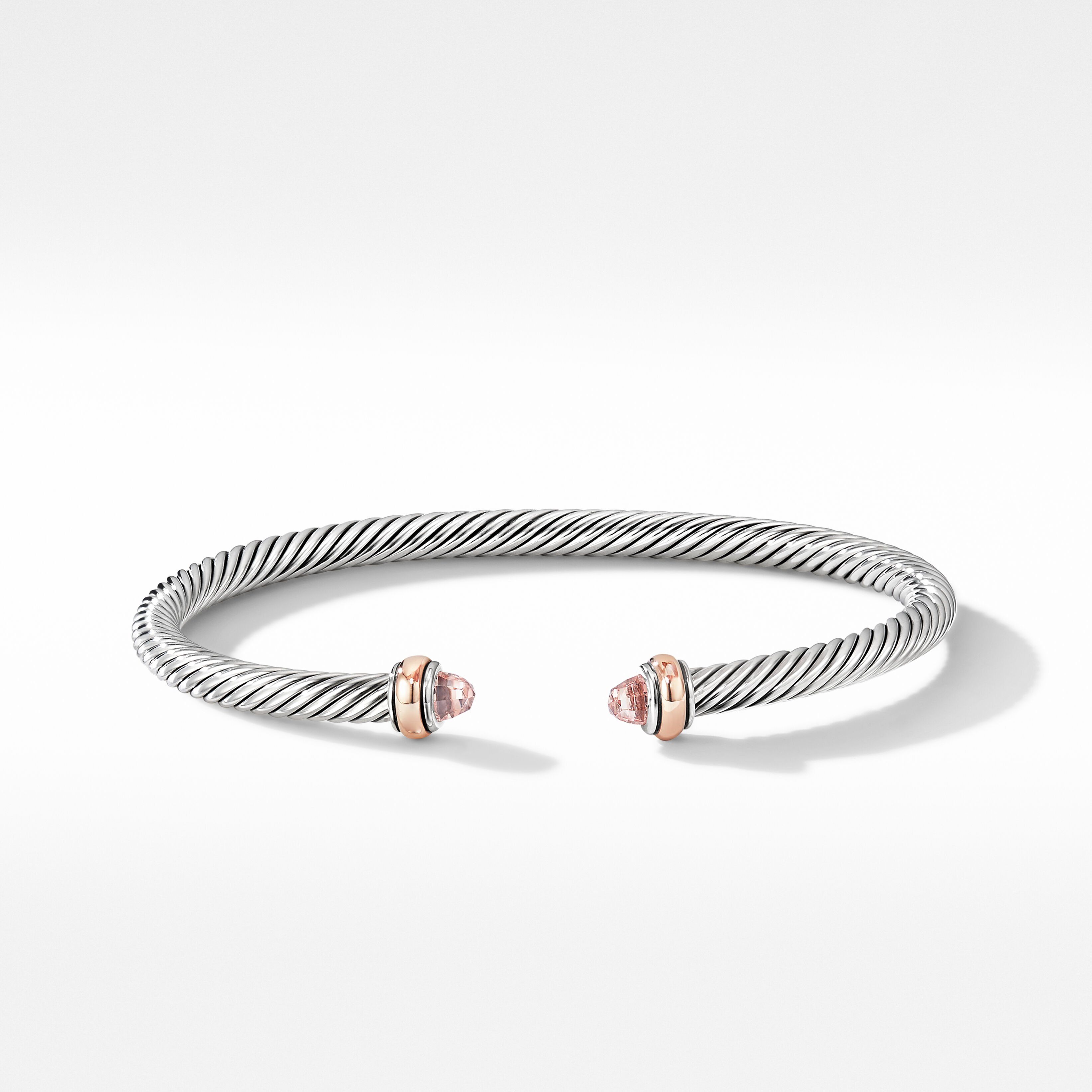 Cable Classics Bracelet in Sterling Silver with Morganite and 18K Rose Gold | David Yurman