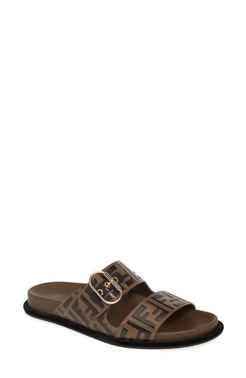 Fendi FF Logo Buckle Slide Sandal in Brown at Nordstrom, Size 8.5Us | Nordstrom