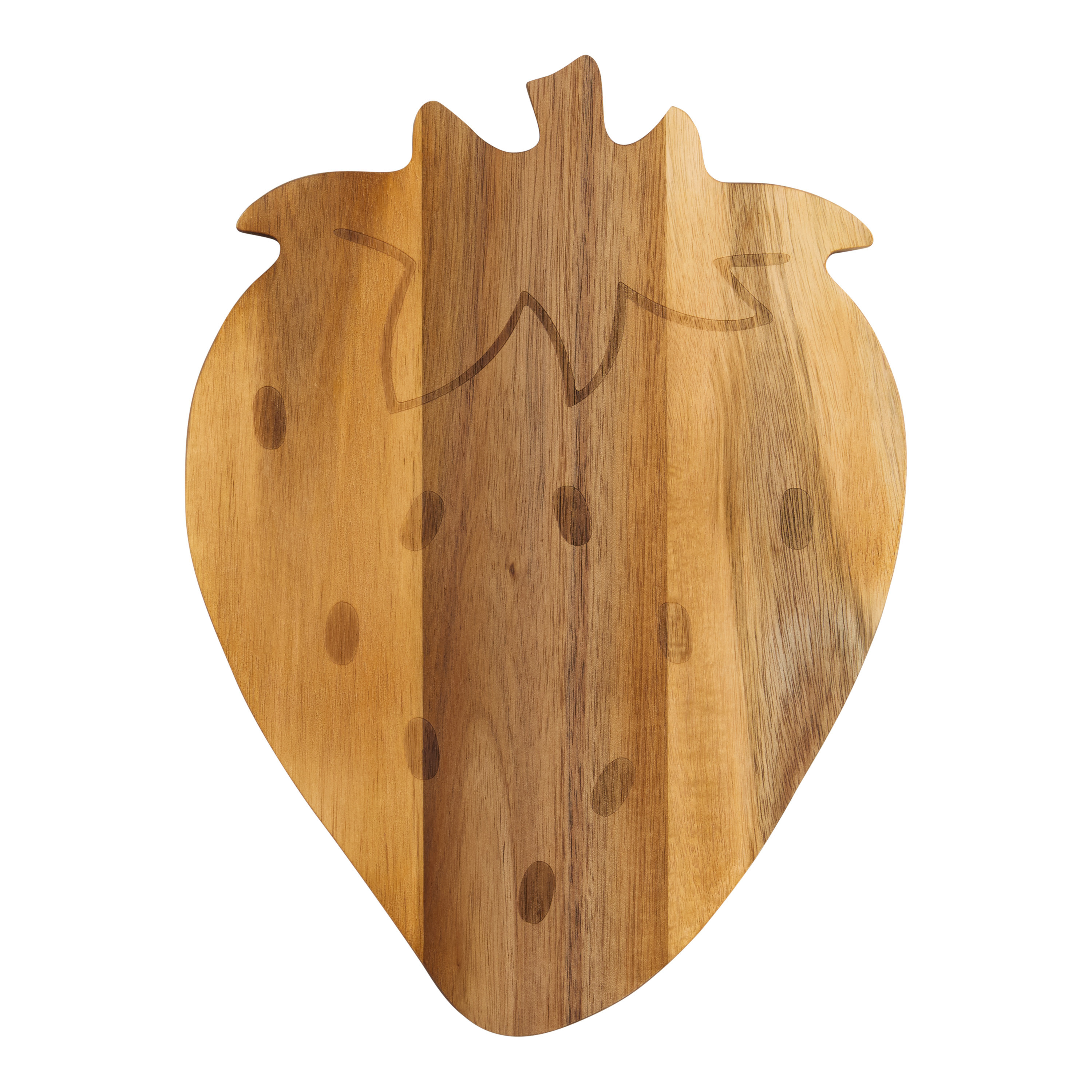 Natural Acacia Wood Strawberry Figural Serving Board | World Market