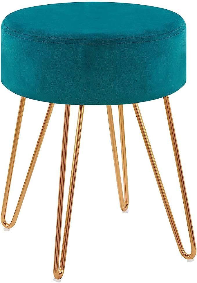 Duhome Elegant Lifestyle Small Round Velvet Ottoman, Upholstered with Gold Plating Base Footstool... | Amazon (US)