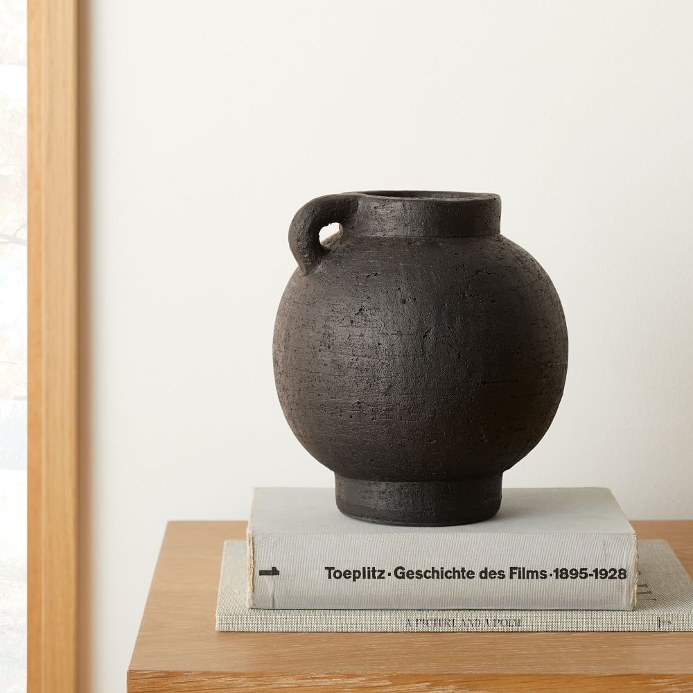 Deco Black Terracotta Handled Vases | West Elm (US)