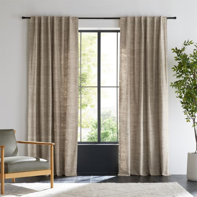 Trevino Warm Beige Cotton Silk Blend Window Curtain Panel 52""x84 | Crate & Barrel