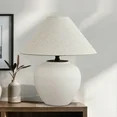 Deyidn 15.75" Modern Porcelain Table Lamp with Fabric Shade, White Bedside Lamp for Bedroom and L... | Walmart (US)