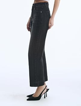 Women\u2019s Straight Leg Jeans High Waisted Cropped Trendy Jeans Wide Leg Zipper Denim Pants | Amazon (US)
