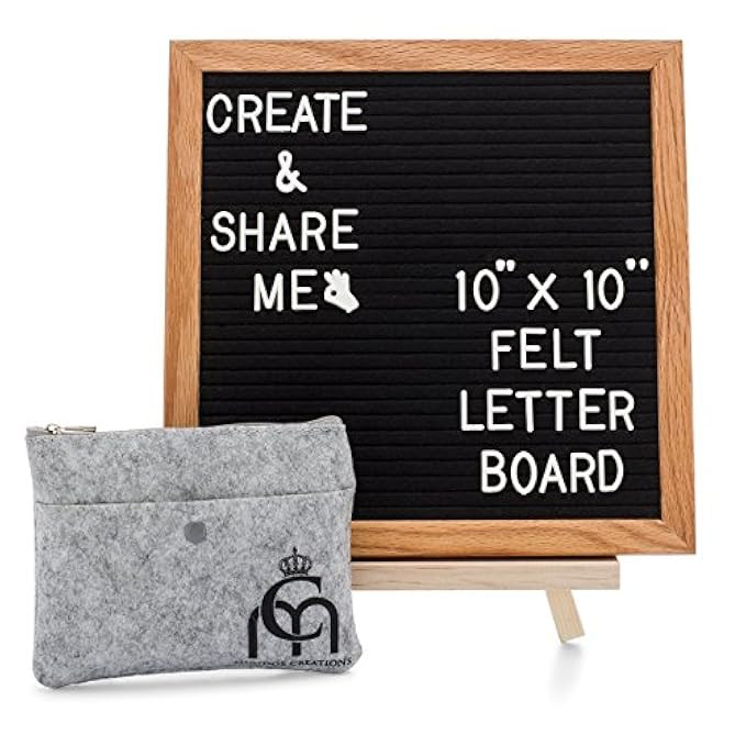 Message Board; Changeable Felt Letter Board; Wooden Black Felt Oak Frame 10x10 & 364 PreCut Letters  | Amazon (US)