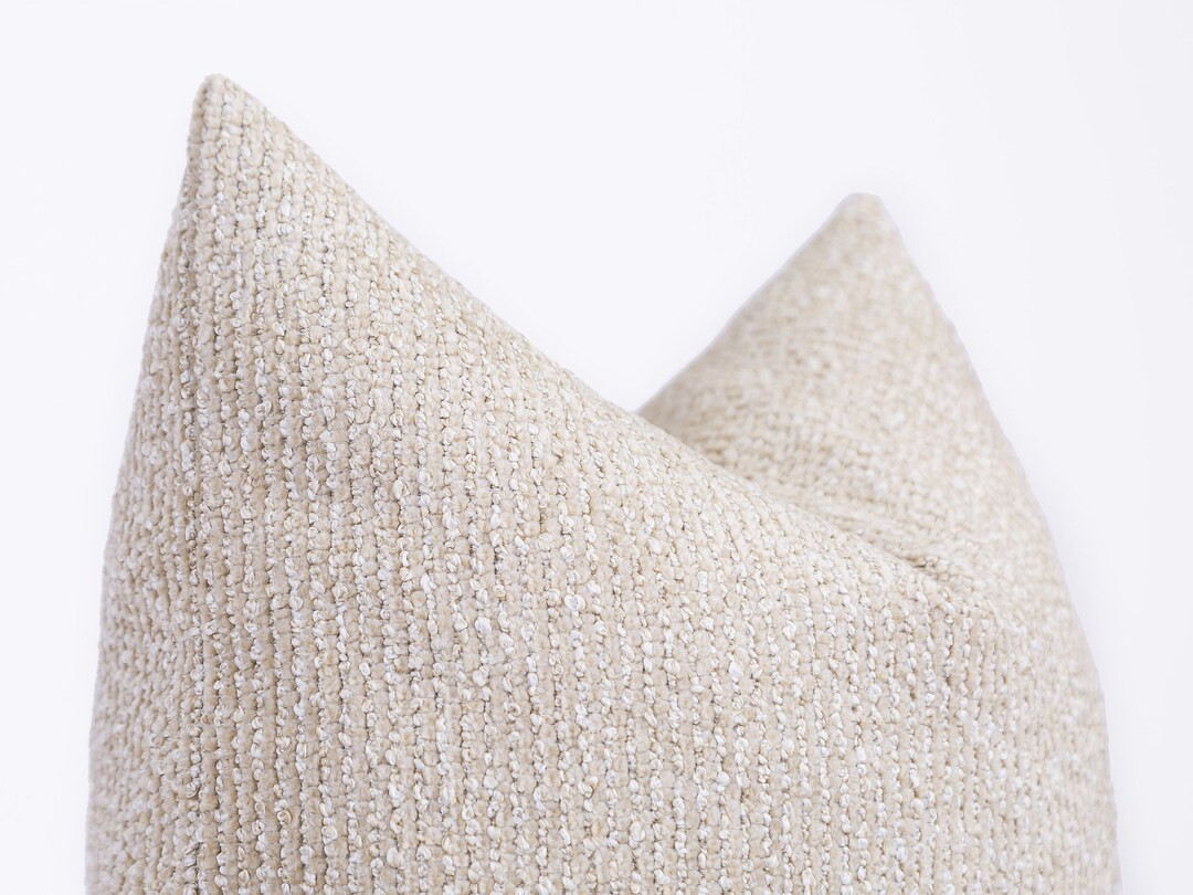 Boho Boucle Pillow Cover, Neutral Euro Sham Cover, Textured Throw Pillow, Neutral Boucle Pillow, ... | Etsy (US)