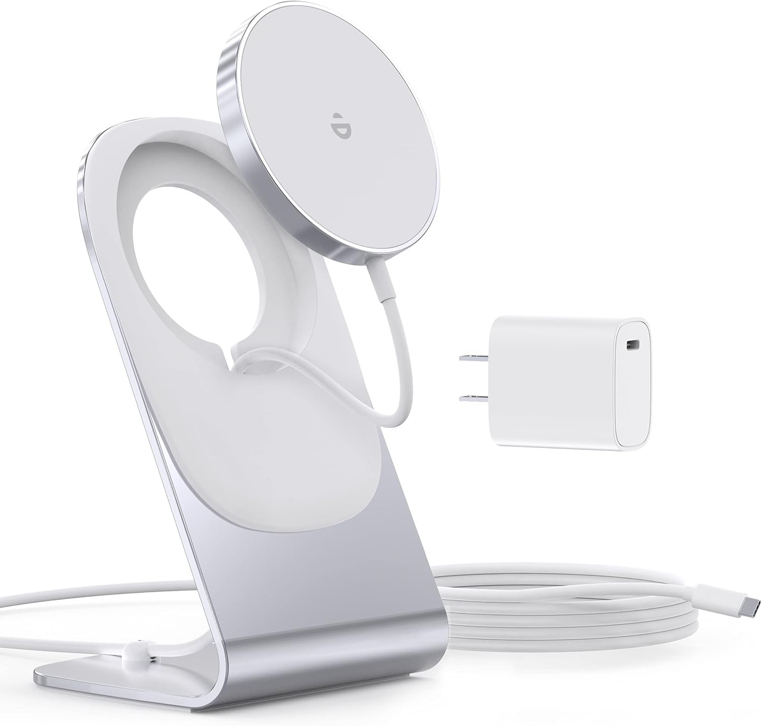 Magnetic Wireless Charger for iPhone Duo/18/17/16/15/14/13/12 - Mag Charger+20W USB C Adapter, Aluminum Fast Wireless Charging Stand/Pad with 5ft USB-C Cable for iPhone 18/17/16/15/14/13/12, Airpod | Amazon (US)