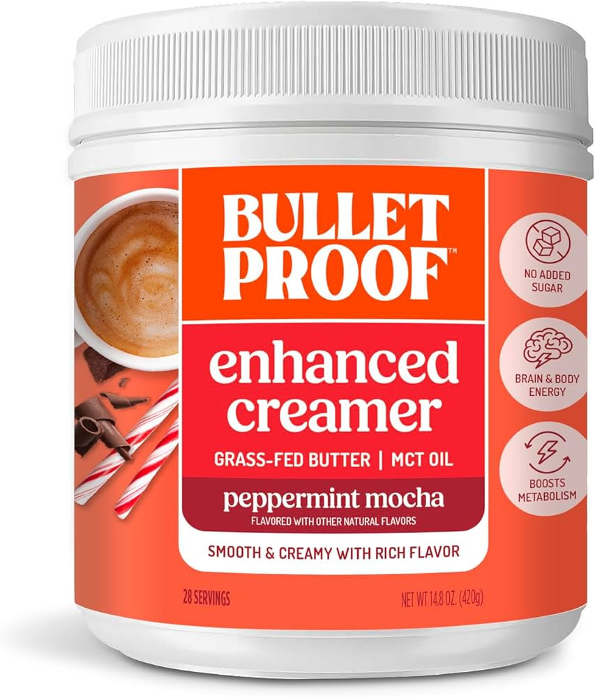 Bulletproof Peppermint Mocha Creamer, 14.8 Ounces, Keto Coffee Powder Creamer with MCT Oil and Gr... | Amazon (US)