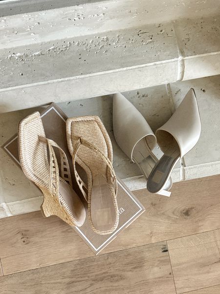 The summer lineup: Raffia thong-heeled-sandals, ivory mules 👡 both run TTS 

#LTKshoecrush