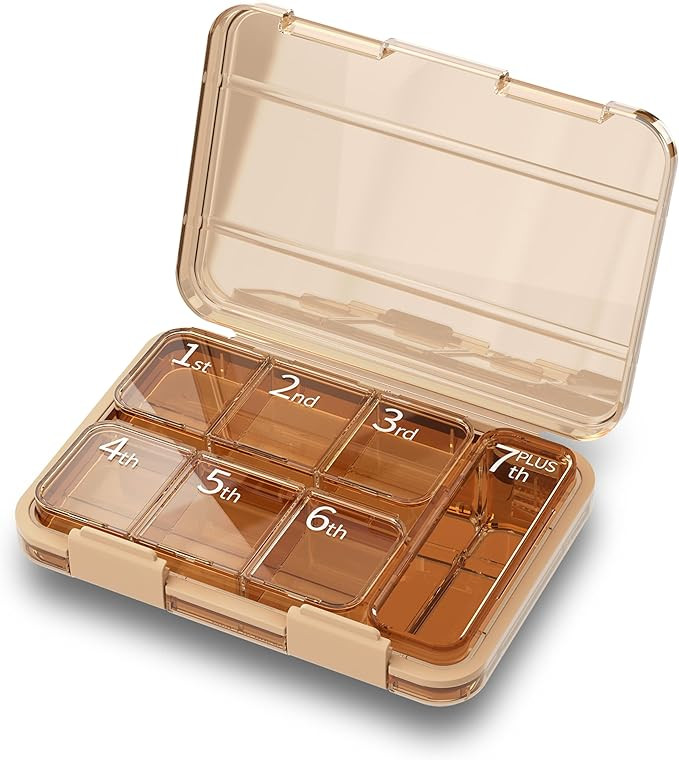 OFIDUS 7 Large Cells Travel Pill Box - 7 Day Moisture Proof Pill Organizer with Transparent Lid, ... | Amazon (US)