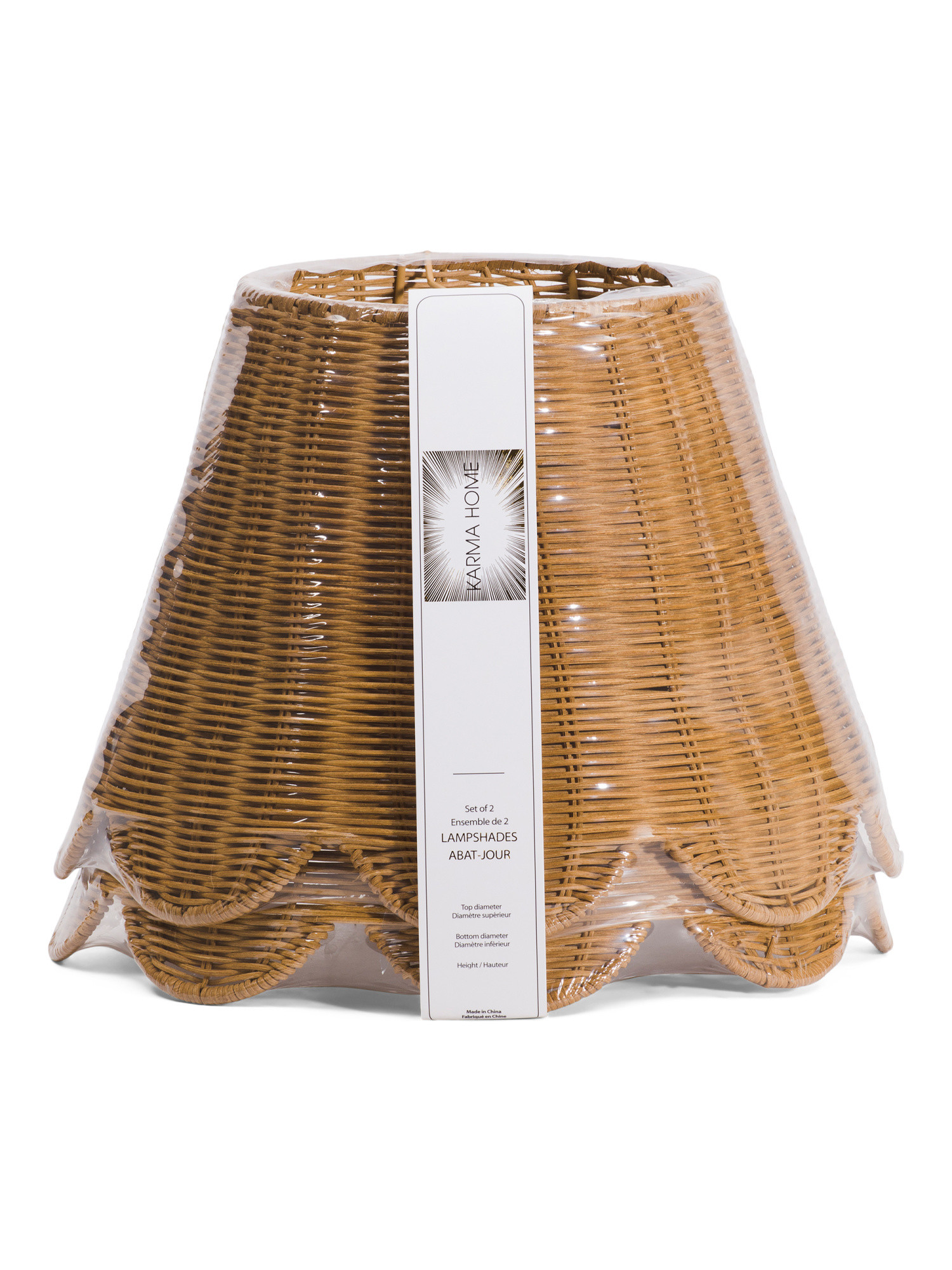 2pk Rattan Scalloped Lamp Shades | Bedroom | Marshalls | Marshalls