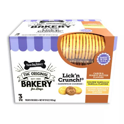 Three Dog Bakery Lick n Crunch! Sandwich Cookie Variety Pack 3 Flavors Dog Treats, 39 oz. | Tractor Supply