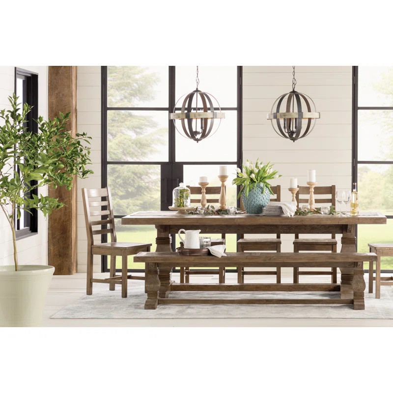 Kinston 94" Pine Solid Wood Trestle Dining Table | Wayfair North America