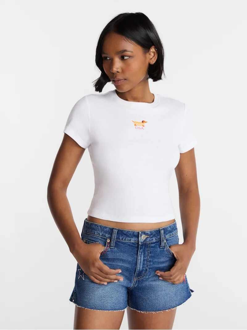 No Boundaries Americana Graphic Cotton Baby Tee, Women's XXS-XXL | Walmart (US)