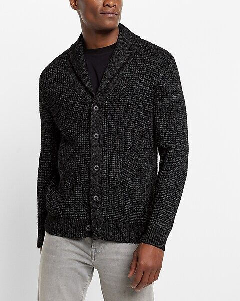 Waffle Knit Shawl Collar Cardigan | Express