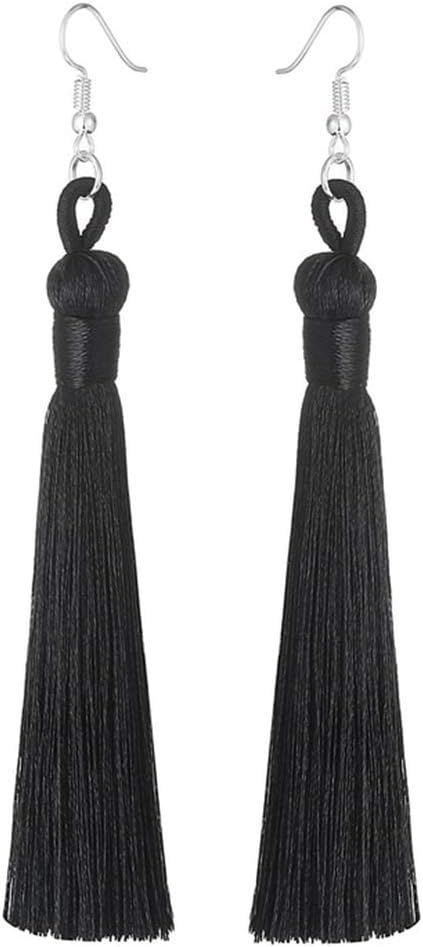 Charms Boho Silk Thread Long Tassel Dangle Drop Fringe Earrings Fabric Vintage Eardrop | Amazon (US)