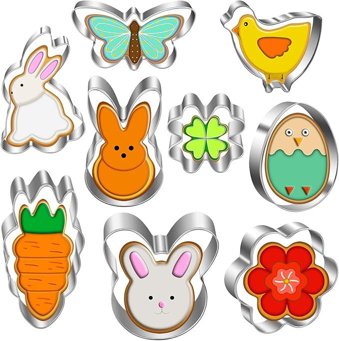 Easter Cookie Cutters Set - Bunny, Egg, Bunny Face, Rabbit, Butterfly, Flower, Chick, Carrot, Fou... | Amazon (US)