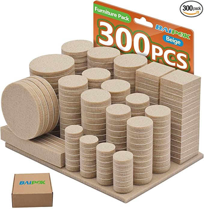 Furniture Pads 300 Pack Premium Furniture Felt Pads (Beige), Huge Quantity Self Adhesive Felt Pad... | Amazon (US)